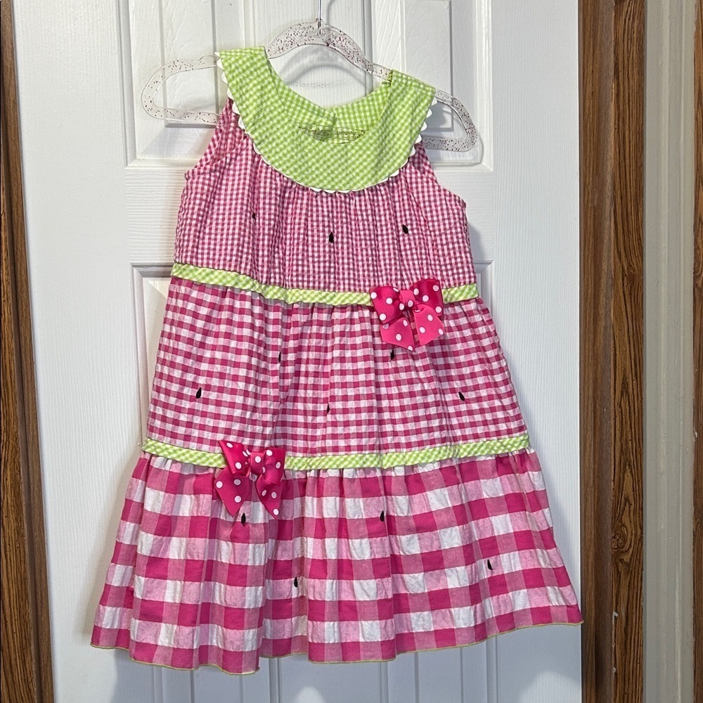 Bonnie Jean Pink and Green Gingham Dress